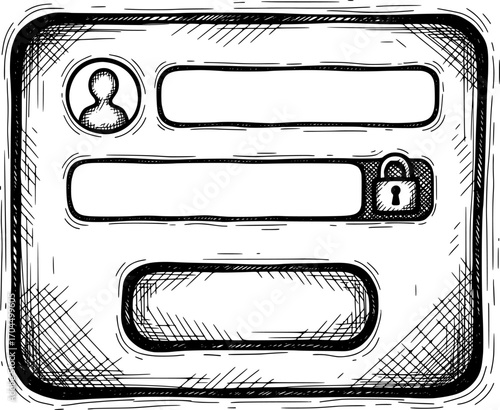 Login form icon with hand-drawn style