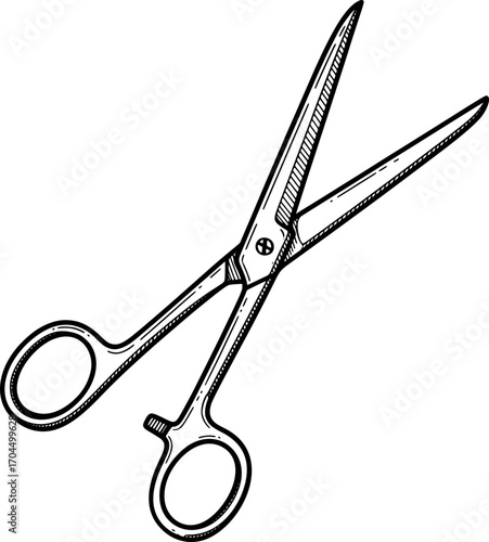 Medical scissors tool icon with hand-drawn style