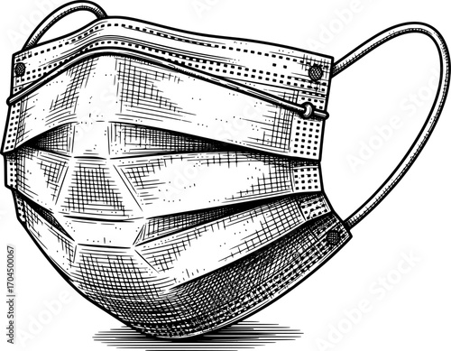 Surgical mask icon with hand-drawn style