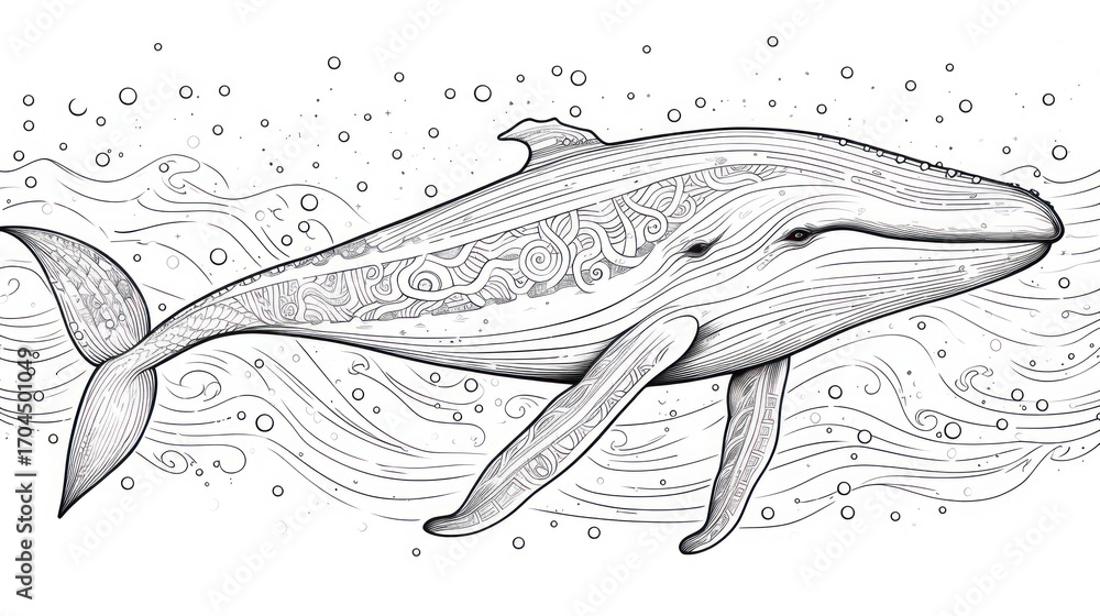 Fototapeta premium Ornate whale illustration