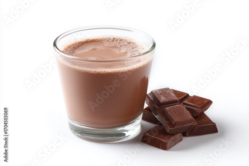 Rich hot chocolate served with chocolate squares on the side