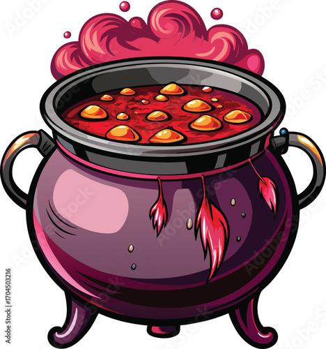 Haunted Mulled Wine Steaming Halloween Cauldron Brew