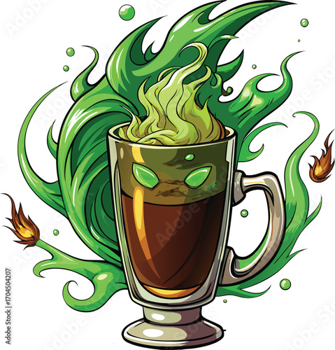 Spooky Irish Coffee in green shape