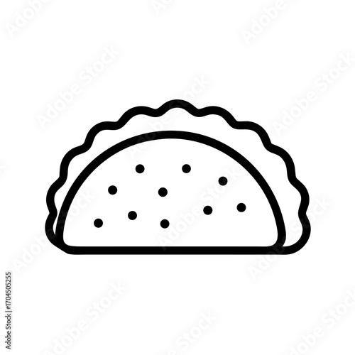 Minimal outline taco shell filled with ingredients vector illustration scalable icon