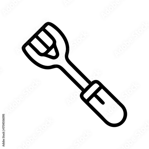 Minimalist outline vector icon of a flat head spatula kitchen utensil scalable illustration