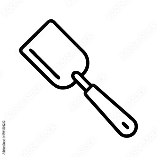 Simple thin line icon of a flat head spatula for minimalist kitchen and cooking design