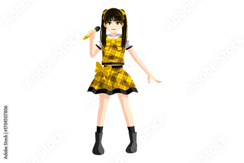 アイドル　女性　黄色　歌う