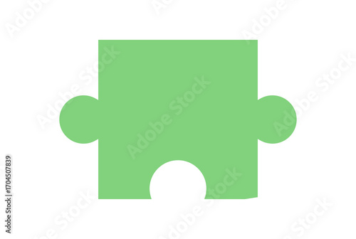Flat jigsaw puzzle piece silhouette in green. Simple design for boardgame and puzzle enthusiasts. Great for hobby graphics, table activities, or leisure templates. Perfect toy projects and activity