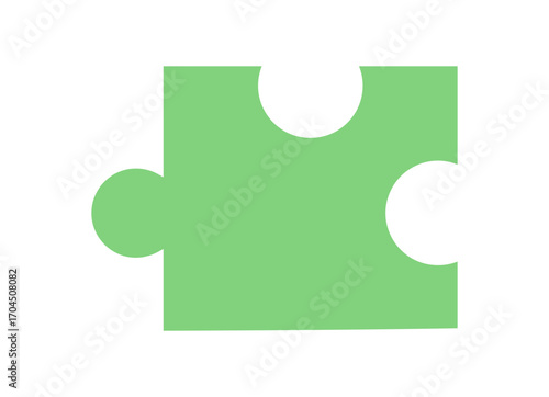 Flat simple jigsaw puzzle piece silhouette. Game element for table or boardgame fun and play. Perfect toy for child entertainment, leisure, or creative hobby concepts.
