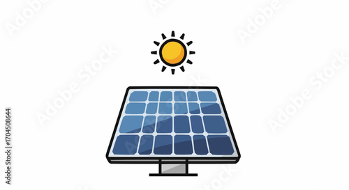 Illustration of solar panel energy with sun renewable power generation sustainable technology and environment 100 vector