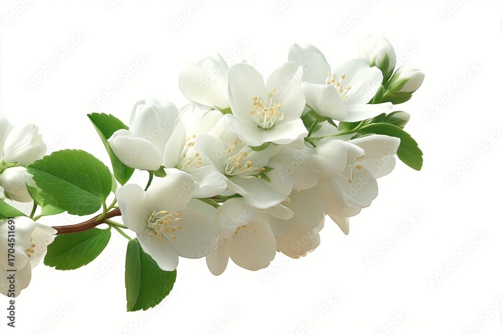 Fototapeta premium Delicate white flowers in bloom on a branch.
