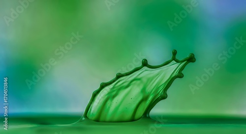 Green liquid splash macro with ripple effect abstract background visual