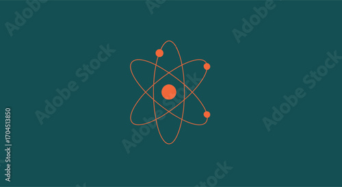 Minimalist illustration of an atomic structure with orbiting electrons.