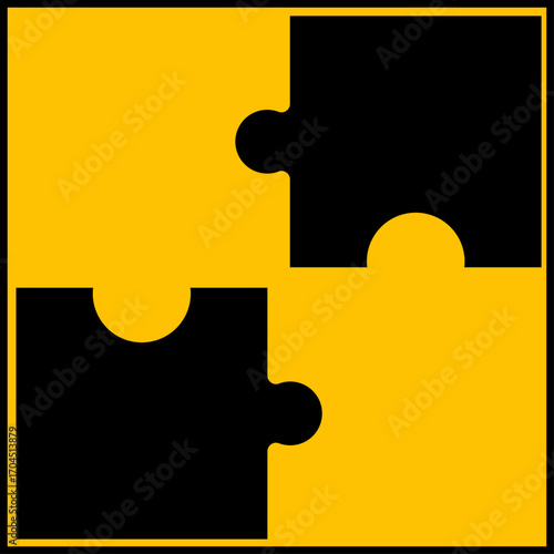 puzzle pieces in contrasting yellow and black 