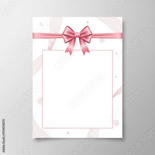 Pink ribbon bow on white background for breast cancer awareness month
