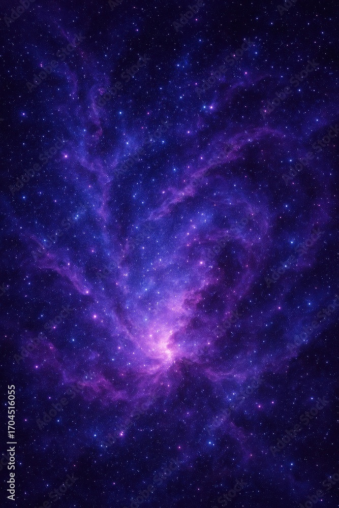 Fototapeta premium Cosmic nebula galaxy with swirling purple and blue starfields creating infinite space exploration atmosphere for sci-fi themes