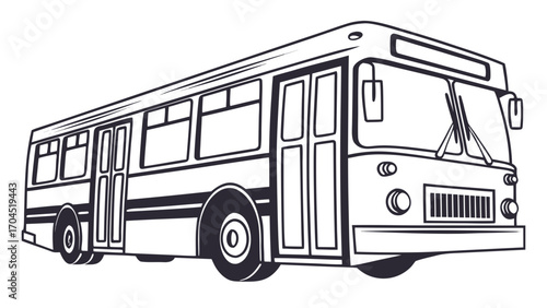 Outline drawing of a passenger bus for coloring pages and educational materials transportation vehicle public transit