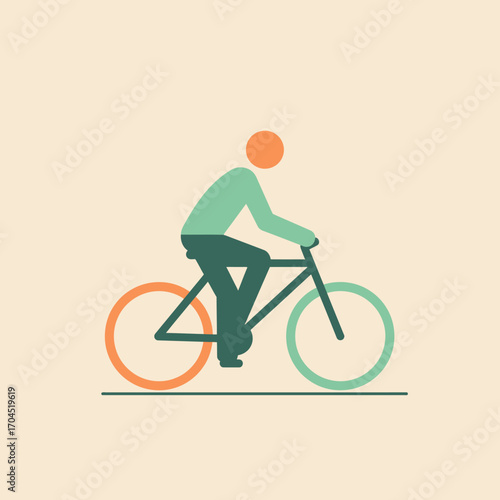Wallpaper Mural Cycling Illustration A Minimalist Design of a Person Riding a Bicycle Torontodigital.ca