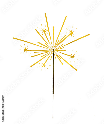 Golden Bengal fire, festive fireworks, metallic gold texture, hand-painted with shiny gold paint