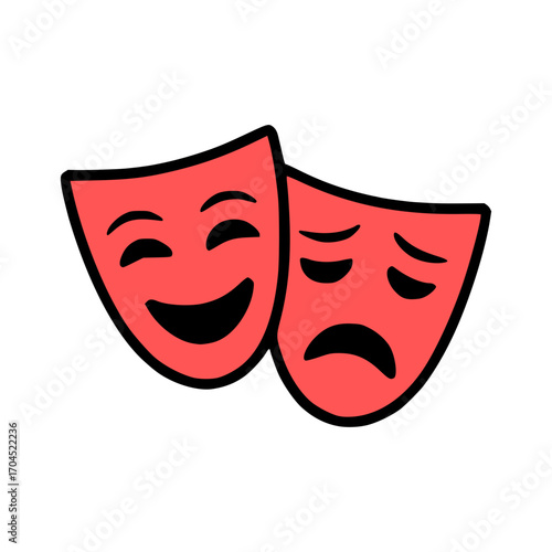 Dynamic theatre masks symbolizing joy and sorrow, capturing the essence of performance and emotion