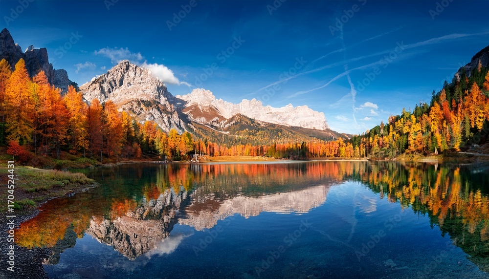 Fototapeta premium Autumnal Alpine Lake Scenery