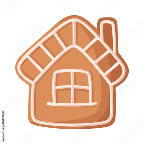 Vector gingerbread house cookie for Christmas decoration