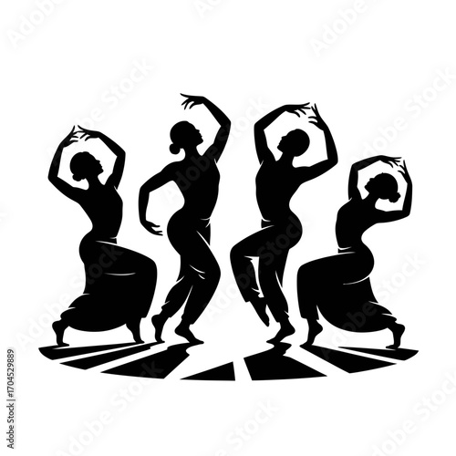 Group of Women Silhouette Performing Modern Dance Poses