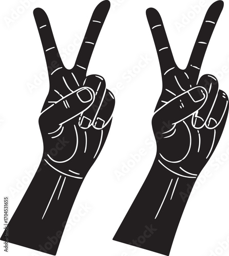 Two Black Hands Making Peace Sign Gesture victory