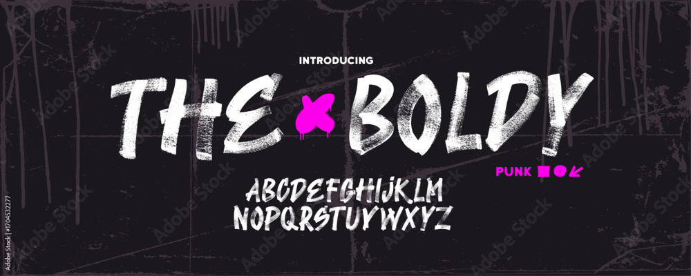 Grunge brush drawn capital letters, punk alphabet. Rough textured bold font with distressed effect. Street art vector typography. Handwritten rough latin capital font. Dirty texture typeface.