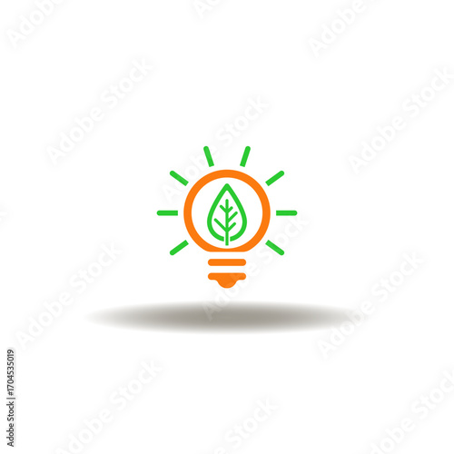 Vector illustration of light bulb with plant growing inside. Symbol of green eco energy saving sustainable. Icon of green generation electricity and free pollution.
