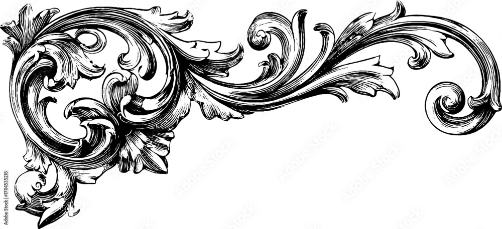 Fototapeta premium Art nouveau decorative stair design in engraving style for vintage decor