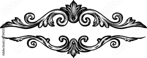 Intricate baroque decorative element in engraving style for design projects