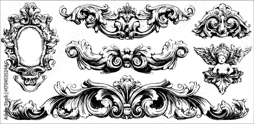 Intricate baroque cartouches set for decorative design