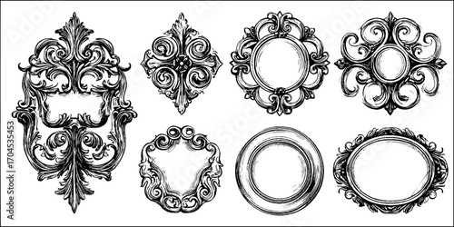 Decorative celtic knot medallion set in engraving style for vintage design
