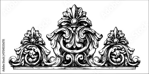Ornamental egyptian decorative triangular design in engraving style for art and design projects