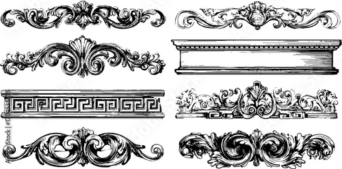 Elegant greek meander borders and decorative elements for design projects