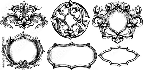 Intricate ottoman arabesque design set in engraving style for elegant decoration