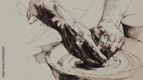 Wallpaper Mural Hands shaping clay on pottery wheel Torontodigital.ca