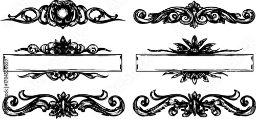 Ornate victorian cast iron design set for decorative projects and engraving