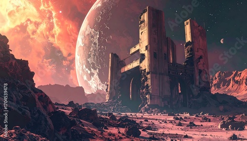 Alien ruins on a desolate planet