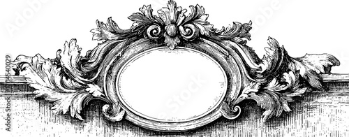 Ornamental vintage frame with floral banner for decorative design
