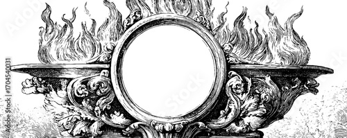 Ornamental vintage frame with flames for elegant design and decoration