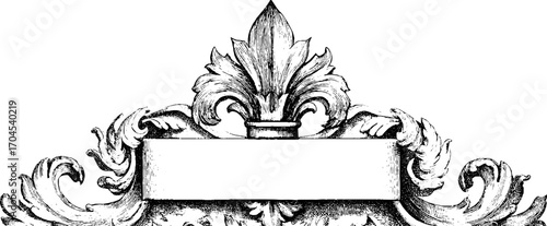Ornamental vintage frame design with elegant floral details for banners and labels