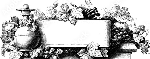 Ornamental vintage frame with grape and leaf design for labels and posters