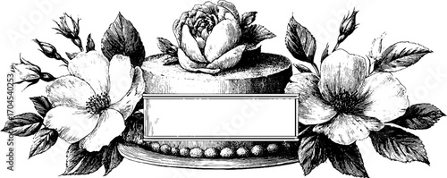 Ornamental vintage frame with floral elements for retro banner design