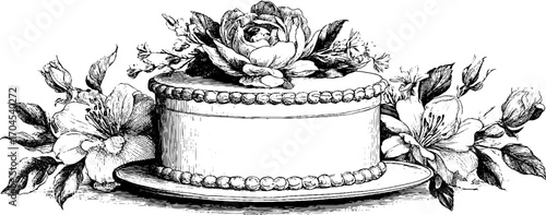 Ornamental vintage cake frame with floral design for decorative banner