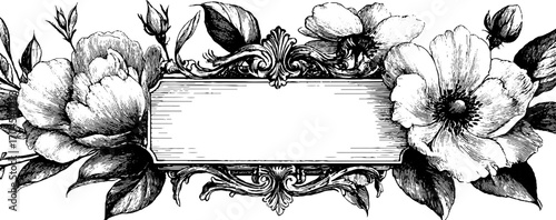 Intricate ornamental vintage frame with floral design for decorative use