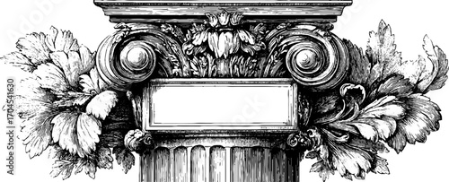 Vintage banner with corinthian column frame design for classical elegance