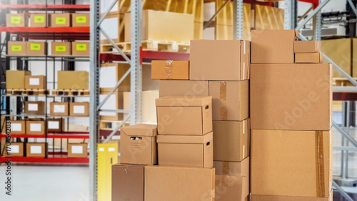 Stacked cardboard boxes in ...