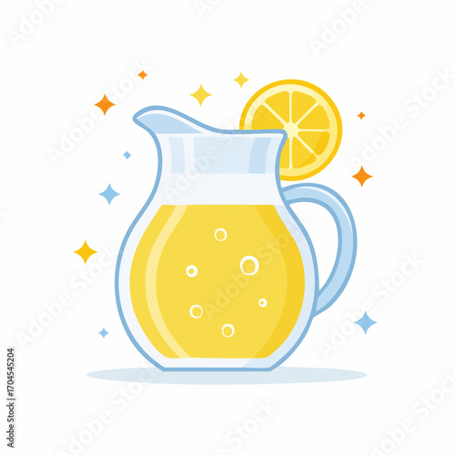 Pixel Art Glass Pitcher of Lemonade with Lemon Slice and Sparkle